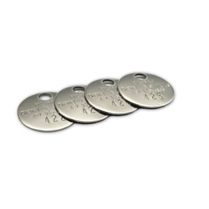 Cremation ID Discs, Round, 1.25", Type 304, 18 Gauge
